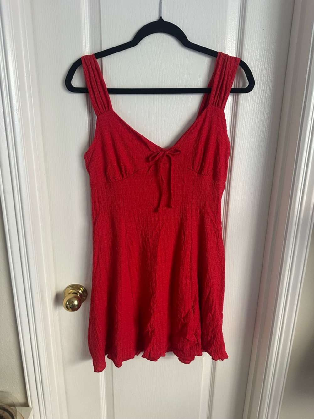 Red Sleeveless Tie-Front Summer Dress